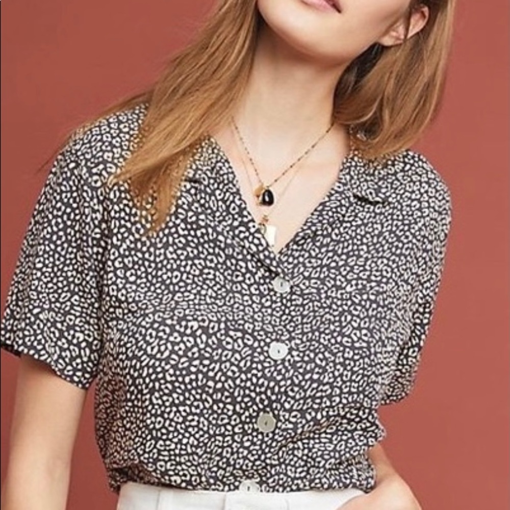 Anthropologie Beachgold leopard top